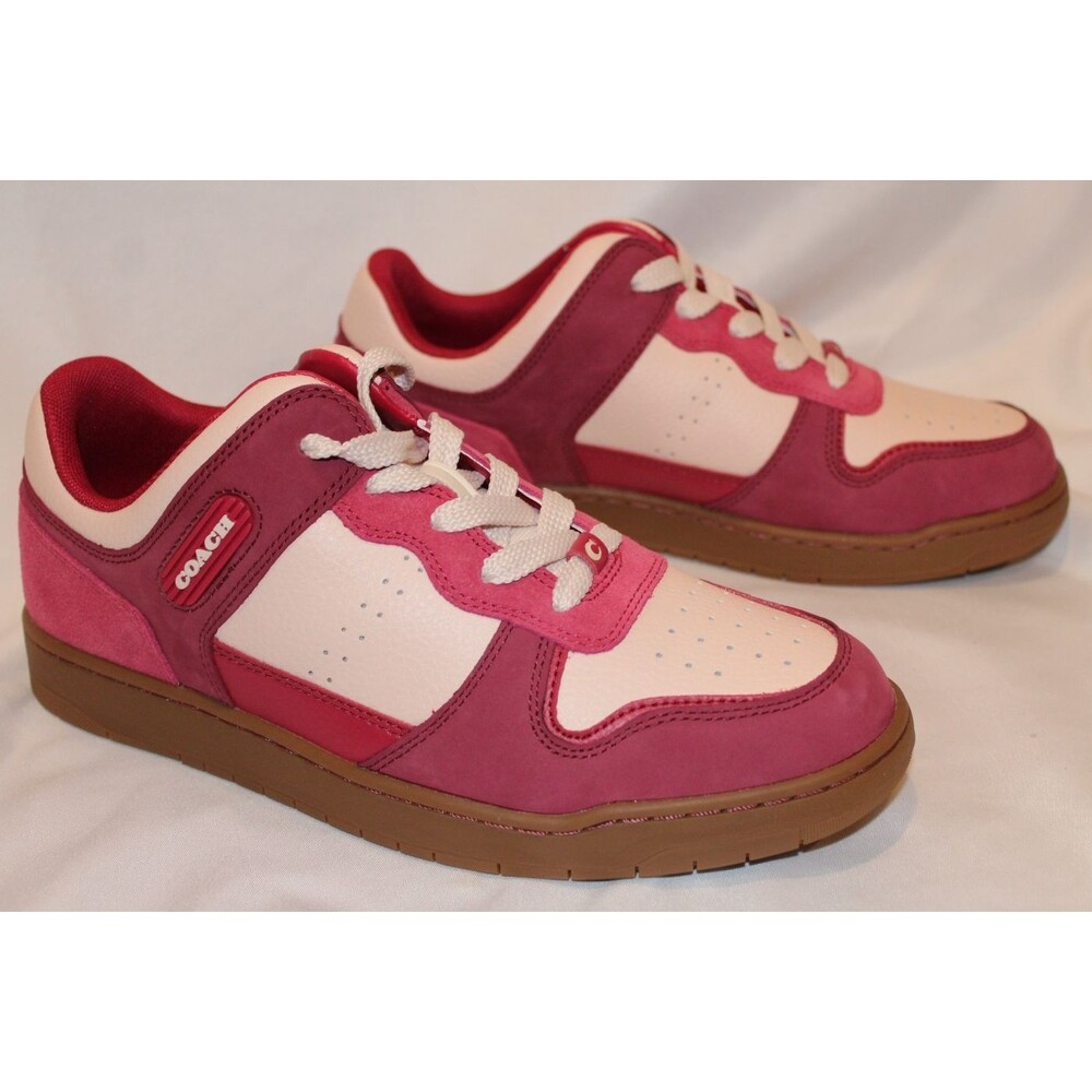 Coach C201 Suede Leather Low Top Sneakers SZ‎ 9 NIB PINK - Picture 6 of 8